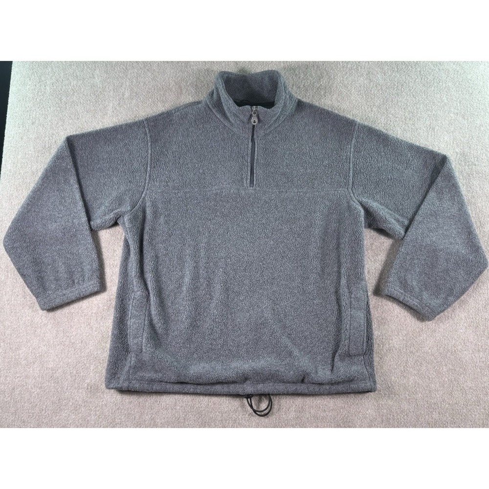Vintage 90s Lands End Womens 1/4 Zip Gray Polarfleece Pullover Size L (14-16)